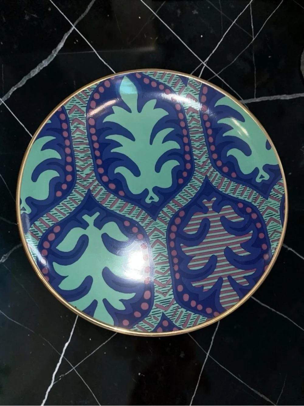NIB Set of 8 Tracy Reese Neiman Marcus Dessert Salad Plates 18K Gold Rim 7 1/4”